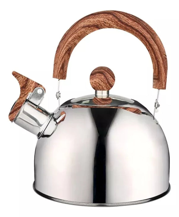 Pava Silbadora | Hudson 1.5L Stainless Steel Whistling Kettle with Wooden Handle - Classic Elegance