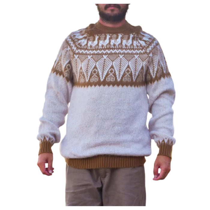 Humahuaca Sweater: Authentic Northern Knit Buzos for Unisex | Jujuy Inspired Tejido Patterns (Beige)