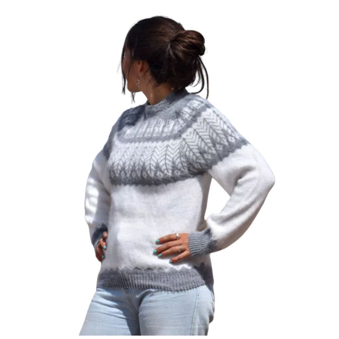 Humahuaca Sweater: Authentic Northern Knit Buzos for Unisex | Jujuy Inspired Tejido Patterns (White)