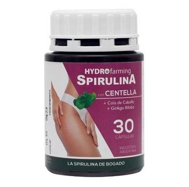Hydrofarming Spirulina com Erva Cavalinha, Centella &amp; Ginkgo Biloba Suplemento Alimentar com Vitamina E (30 cápsulas) 