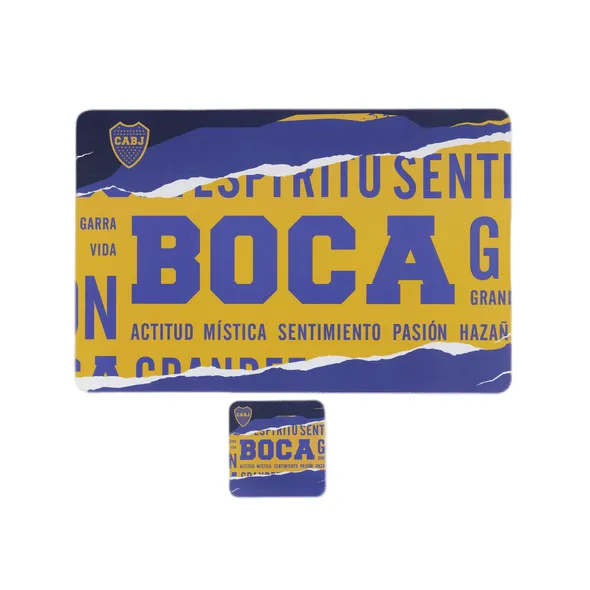 Boca Juniors CABJ Placemats and Cup Holders, Made of PVC, 30 cm x 45 cm / 11.8" x 17.7"
