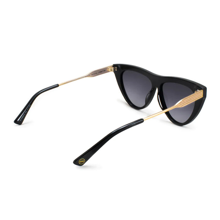Infinit | Pampita's Glossy Black Metz Sunglasses - Gray Degrade Lens, UV Protection - Stylish Shades for Trendy Sun Defense