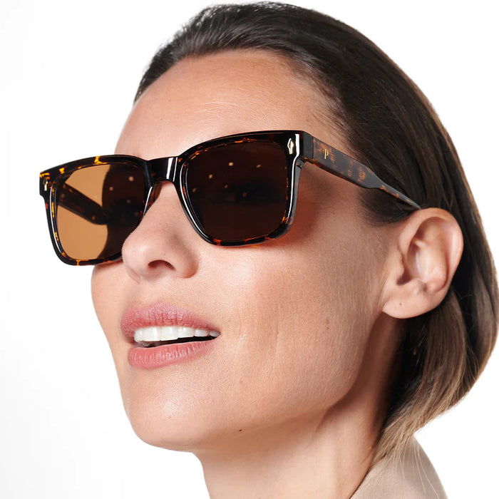 Infinit | Pampita's Trendy Prato Carey Sunglasses - Brown Lens, UV Protection - Chic Style for Fashionable Sun Protection