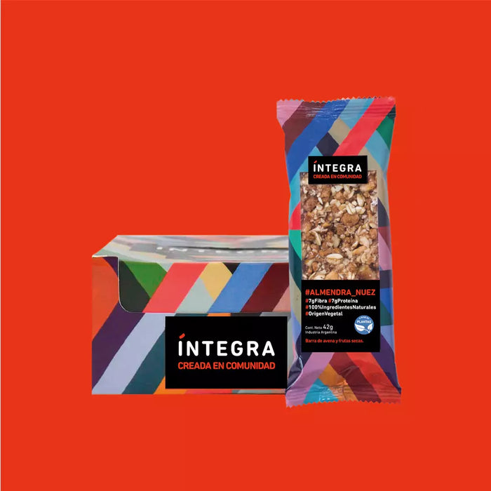 Íntegra Barritas Almendra y Nuez Natural Almond & Nuts Nutritive Bars Sweetened with Honey (box of 10 bars)