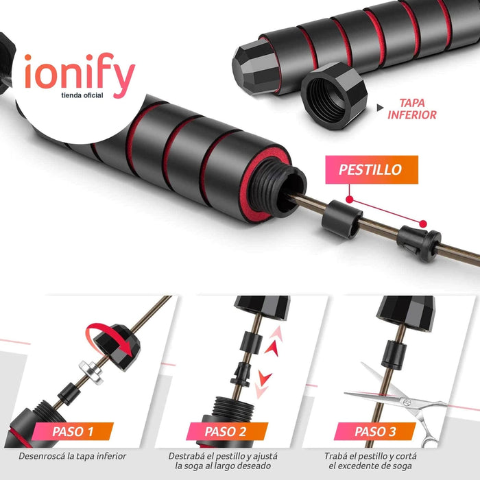 Ionify ForceJump Adjustable Jump Rope - Gym CrossFit Boxing Reinforced