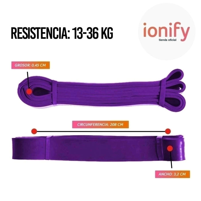 Banda Súper 5Tretch XL de Ionify en Violeta con Resistencia Media-Alta para Dominadas