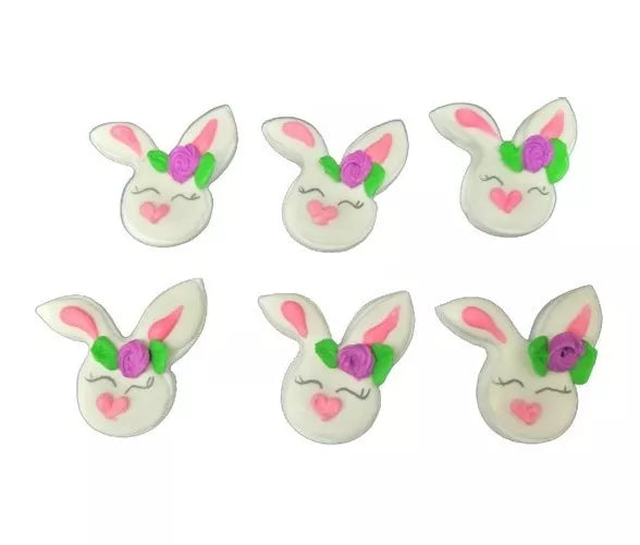 Jardin de Azucar Sugar Rabbits Decoration Ornaments Easter Eggs Pack X 6u