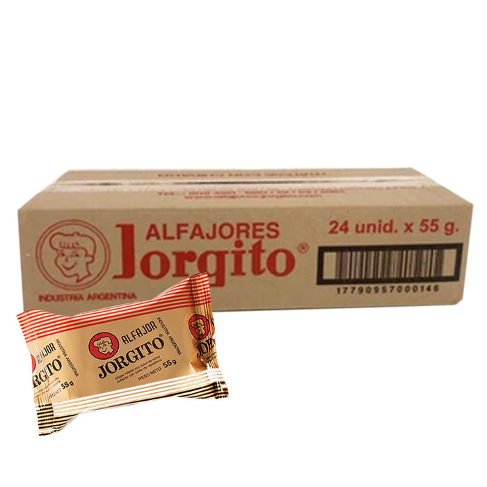 Jorgito Black Alfajor with Dulce de Leche Covered in Chocolate Wholesale Bulk Box, 55 g / 1.94 oz ea (box of 24)