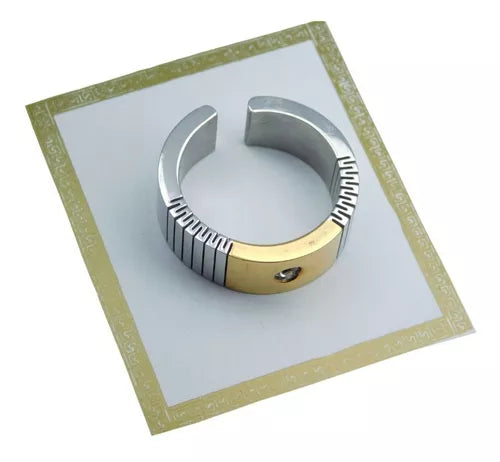 Joyas Bávaro Adjustable Surgical Steel Ring in Silver and Gold with Cubic Zirconia - Stylish Elegance for Every Occasion