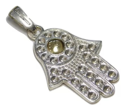 Joyas Bávaro Dazzles with Exquisite 925 Silver and 18K Gold Hamsa Hand Pendant