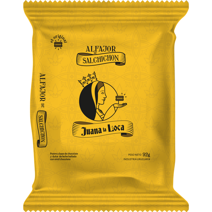 Juana La Loca Alfajor Salchichón Alfajor de Chocolate Meio Amargo com Recheio de Doce de Leite, 92 g (caixa com 10 alfajores) 