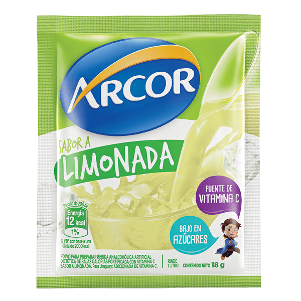 Jugo Arcor Sabor Limonada Powdered Juice Lemon Flavor, 18 g /  0.63 oz (box of 18)