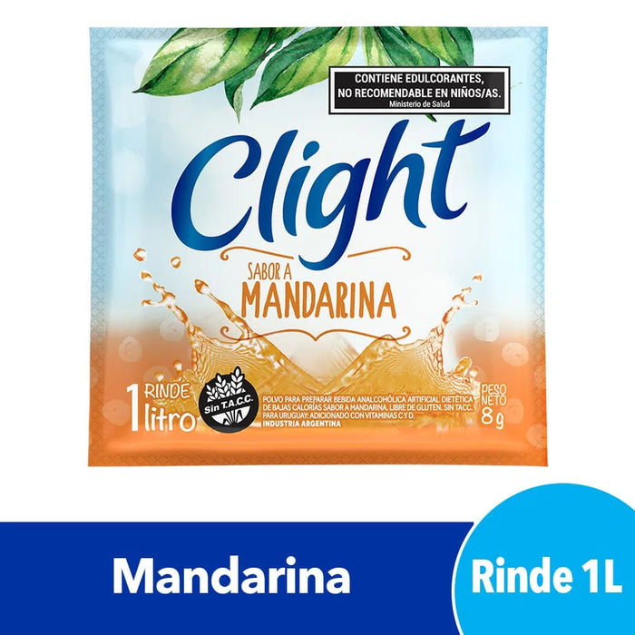 Jugo Clight Mandarina Powdered Juice Tangerine Flavor No Sugar, 8 g / 0.3 oz (box of 20)