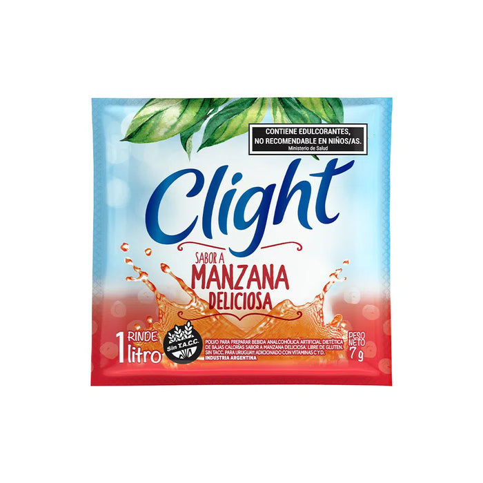 Jugo Clight Manzana Deliciosa - Suco Delicioso Sabor Maçã Sem Açúcar, 8 g / 0,3 oz (caixa com 20) 