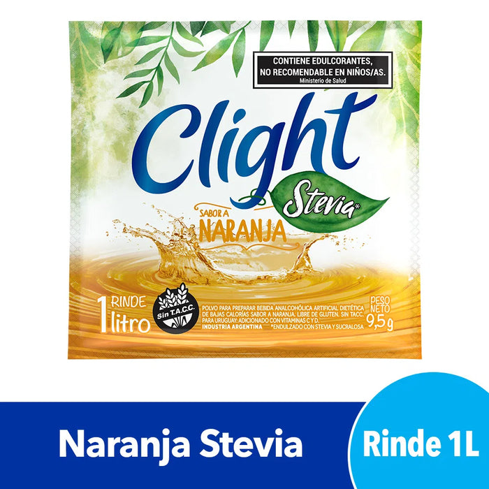 Jugo Clight Naranja Stevia Suco em Pó Sabor Laranja Adoçado com Stevia, 9,5 g / 0,33 oz (caixa com 16) 