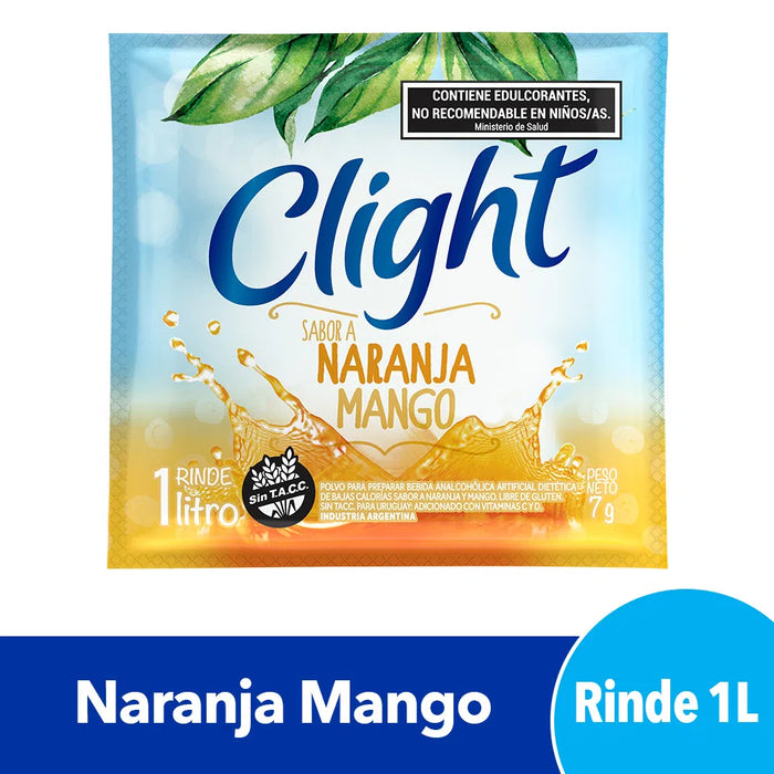 Jugo Clight Naranja & Mango Powdered Juice Orange & Mango Flavor No Sugar, 8 g /  0.3 oz (box of 20)