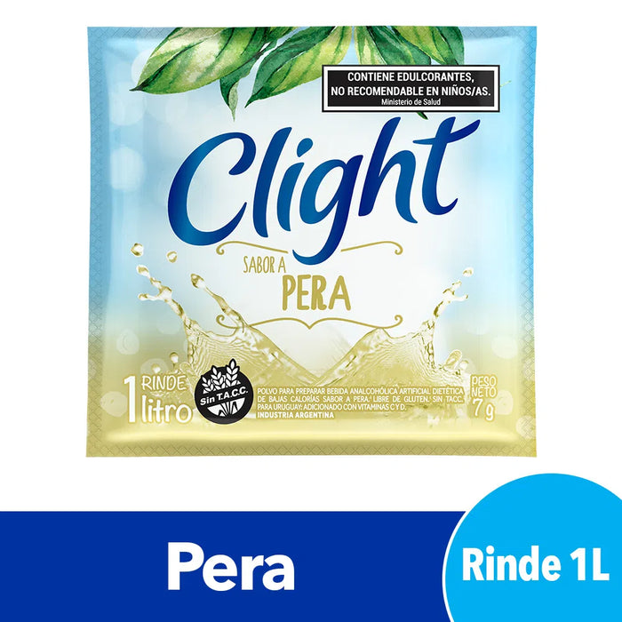 Jugo Clight Pera Powdered Juice Pear Flavor No Sugar, 7 g / 0.3 oz (box of 20)