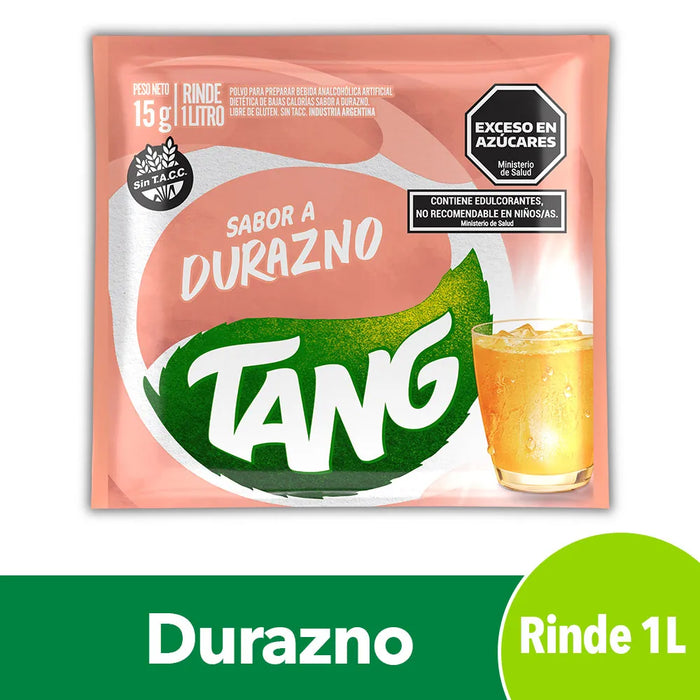 Jugo Tang Durazno Powdered Juice Peach Flavor, 15 g / 0.52 oz (box of 20)