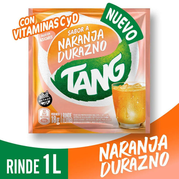 Jugo Tang Naranja & Durazno Powdered Juice Peach & Orange, 18 g /  0.63 oz (box of 20)