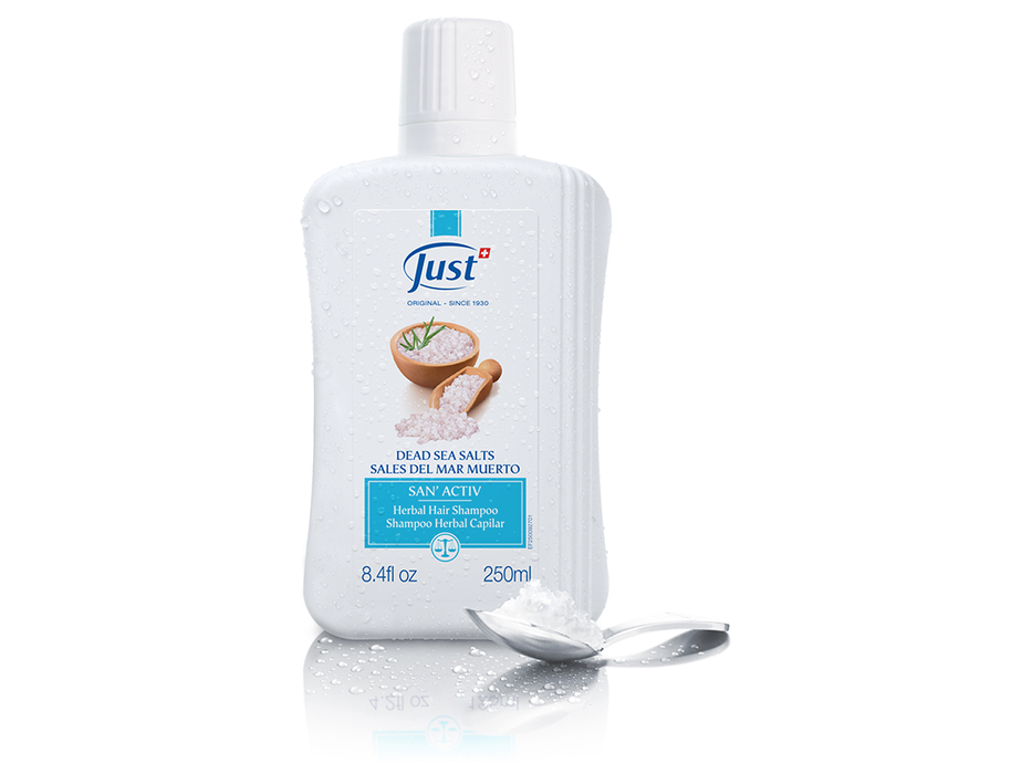 Just | San' Activ Shampoo with Dead Sea Salt - Hydrates and Comforts | 250 ml - 8.4 fl oz