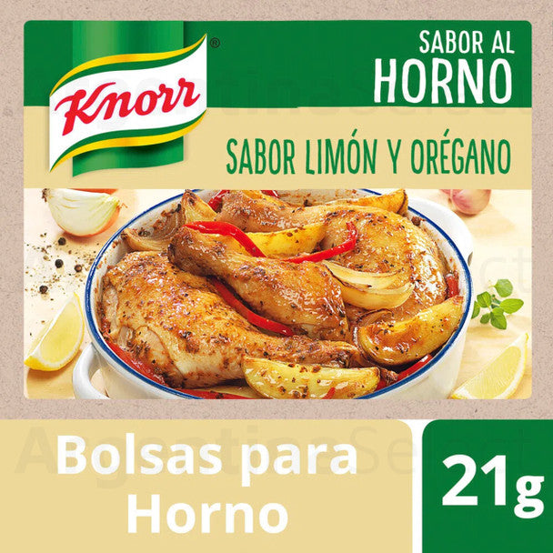 Knorr Sabor Al Horno Limón y Orégano Dehydrated Dressing Orégano & Lemon Seasoning Powder for Oven Cooking - No Artificial Colorants, 21 g / 0.74 oz pouch