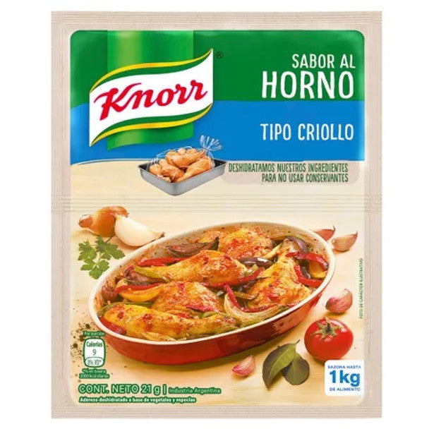 Knorr Sabor Al Horno Tipo Criollo Dehydrated Dressing Criollo Sauce Seasoning Powder for Oven Cooking - No Artificial Colorants, 21 g / 0.74 oz pouch