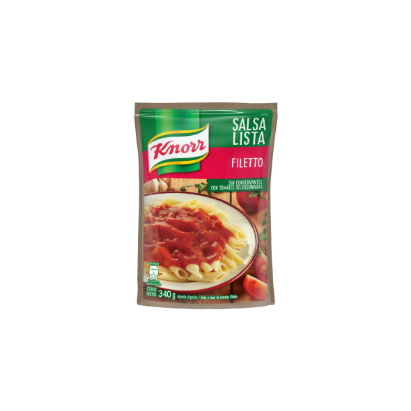 Knorr Salsa Lista Filetto Sauce Ready To Use Soft Tomato Sauce - No Preservatives Added, 340 g / 11.99 oz pouch