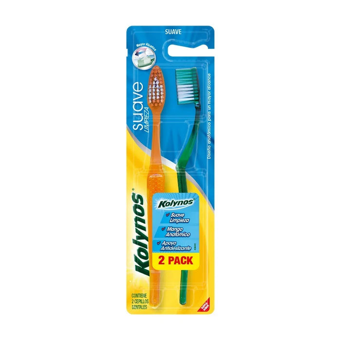 Kolynos Doctor Suave Toothbrush x 2 - Medium Bristles, Anatomical Design - Dental Care Essential