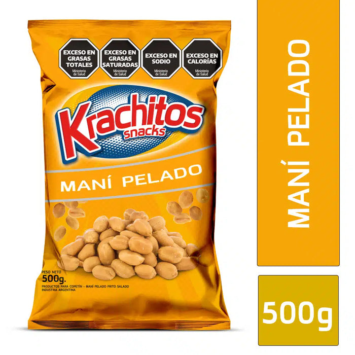 Krachitos Maní Pelado Salado Salty Peeled Peanuts Snack, 500 g / 1.1 lb bag