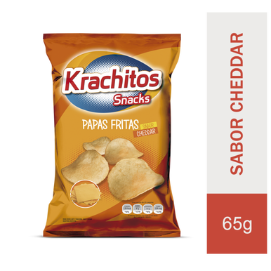 Krachitos Snacks Papas Fritas Batatas Fritas Sabor Queijo Cheddar, 65 g / 2,29 oz 
