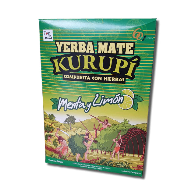 Kurupí Yerba Mate Menta y Limón Yerba Mate with Herbs Lemon & Mint, 500 g / 1.1 lb