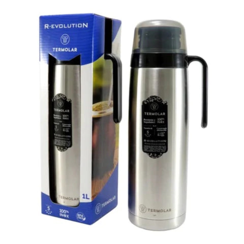 Kyma Stainless Steel Thermos 1L - Termolar with Handle & Brew-Thru Spout