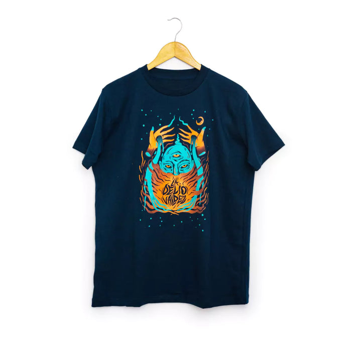 La Delio Valdez Remera de Algodón - Cotton Tee with Serigraph Print in Orange and Turquoise - Stylish Comfort for Every Occasion