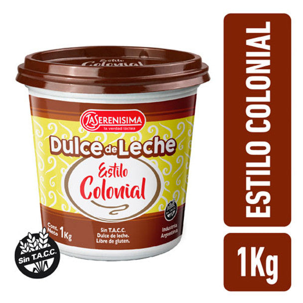 La Serenísima Colonial Dulce de Leche Receita Tradicional, 1 kg / 2,2 lb Pote Super Econômico 