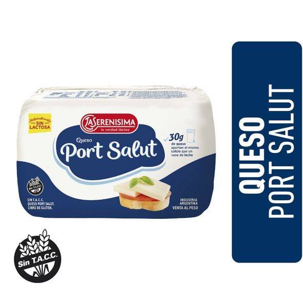 La Serenísima Queso Port Salut Semisoft Port Salut Cheese Savory & Sweet Port Du Salut Gluten Free, 500 g / 1.1 lb (approx)