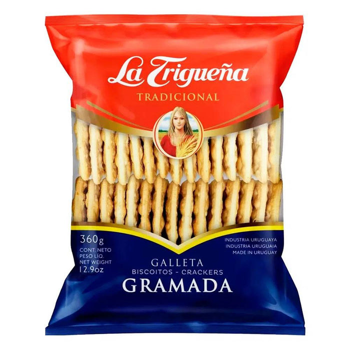 La Trigueña Galleta Gramada Classic Crackers Thin & Crunch Cookies from Uruguay, 360 g / 12.6 oz