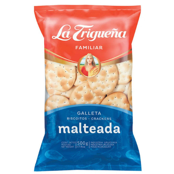 La Trigueña Galletas Malteadas Biscoitos finos e crocantes do Uruguai, 500 g / 17,6 oz 