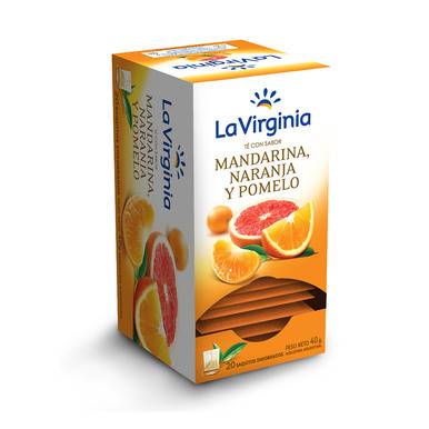 La Virginia Mandarina, Naranja y Pomelo Tangerina, Chá de Laranja e Toranja Em Saquinhos (caixa com 20 saquinhos) 