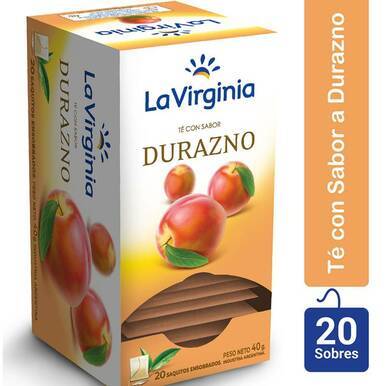 La Virginia Té Durazno Chá de pêssego em saquinhos (caixa com 20 saquinhos) 