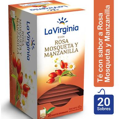 Chá de Rosa Mosqueta e Camomila La Virginia Té Rosa Mosqueta y Manzanilla em saquinhos (caixa com 20 saquinhos) 