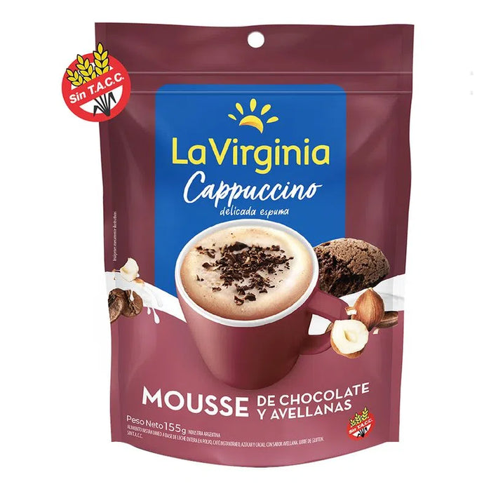 La Virginia Tradicional Cappuccino Mousse de Chocolate e Café em Pó com Sabor de Avelã, 155 g / 5,46 oz sachê 