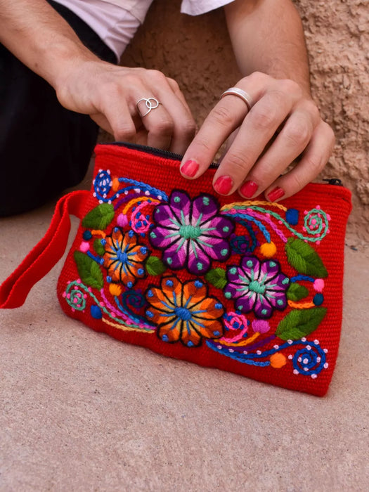 Large Embroidered Cloth Neceser or Monedero - Stylish Fabric Pouch (Various colors)