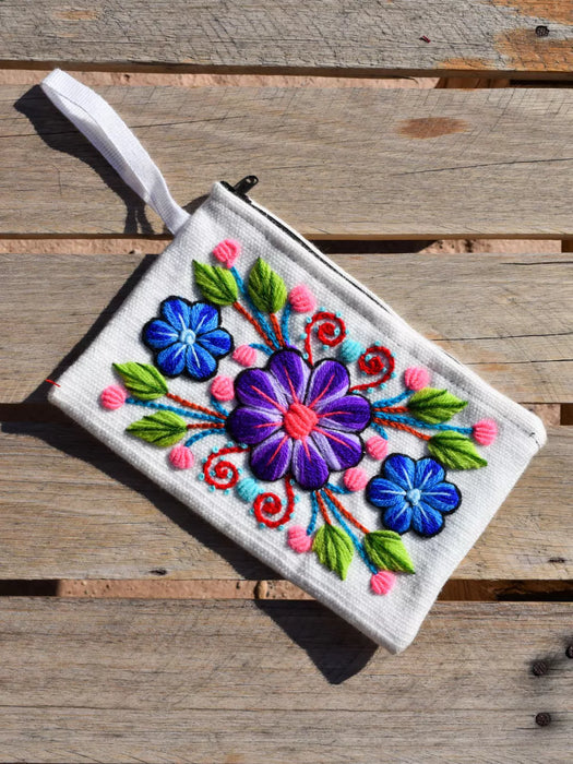 Large Embroidered Cloth Neceser or Monedero - Stylish Fabric Pouch (Various colors)