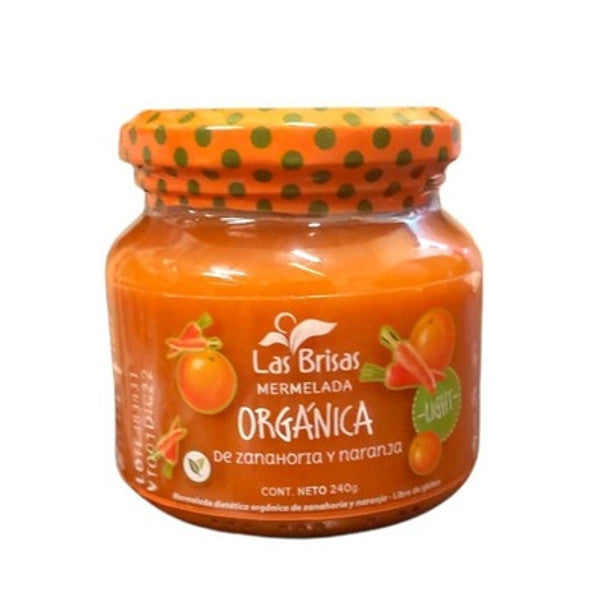 Las Brisas Mermelada Orgánica Zanahoria Organic Carrot & Orange Light Marmalade - Gluten Free, 240 g / 8.5 oz jar