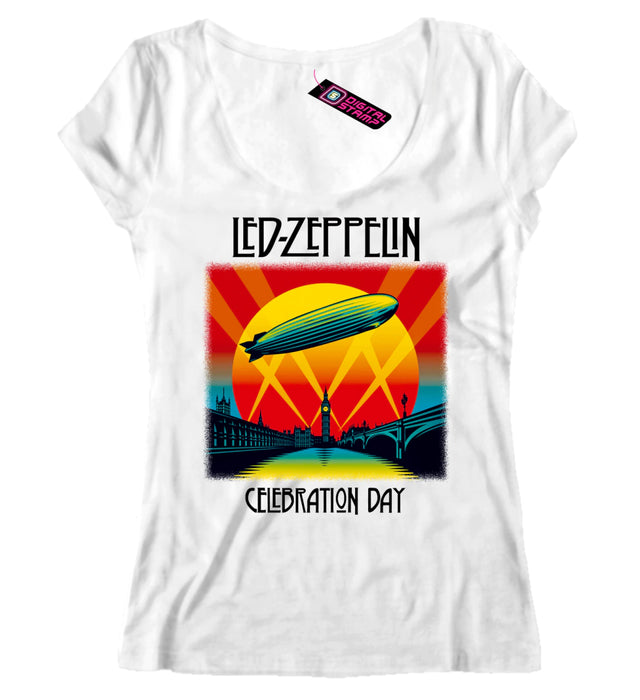 Led Zeppelin Women's RLZ 005 Cotton Tee - Premium DTG Print - Classic Fit - Remera Led Zeppelin rlz 005 Mujer