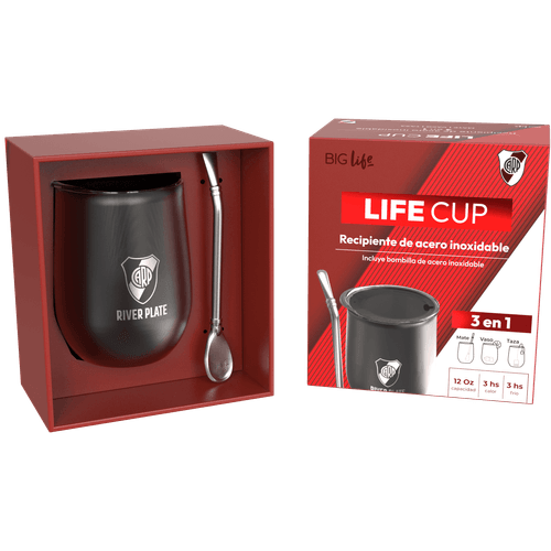 Lifecup River Plate Official Product - Mate Cup with Stainless Steel Straw Included