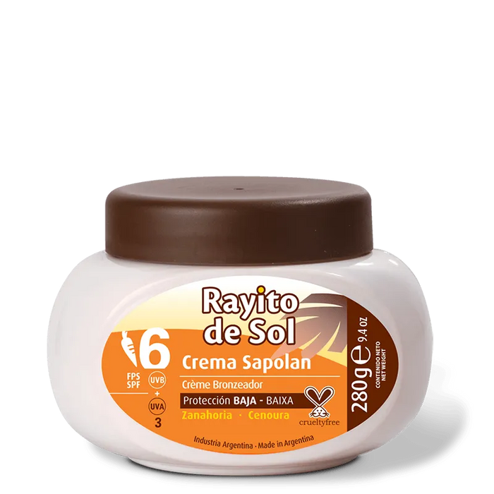 Rayito de Sol | Low Protection SPF 6 Carrot Oil Cream - Intense Tan with Carrot Seed Extract - Skin Nourishment | 280 g / 9.4 fl oz