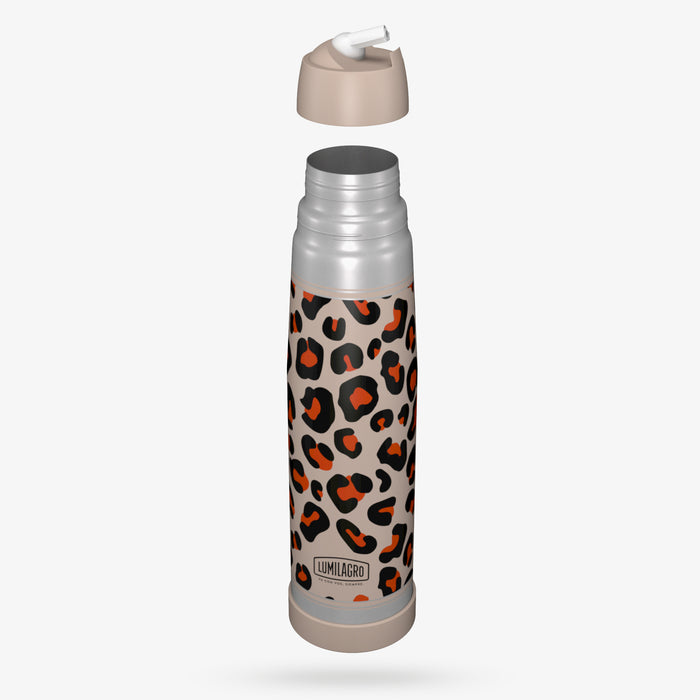 Lumilagro Termo de Acero Animal Print Stainless Steel Thermos Vacuum Bottle with Pouring Beak for Mate, 1 l / 33.8 fl oz