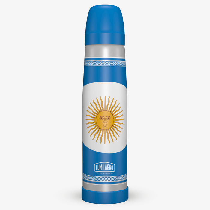 Lumilagro Termo de Acero Bandera Argentina Stainless Steel Thermos Vacuum Bottle with Pouring Beak for Mate, 1 l / 33.8 fl oz