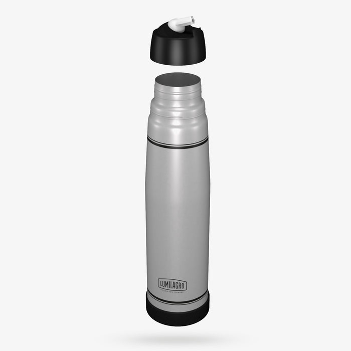 Lumilagro Termo de Acero Luminox Stainless Steel Thermos Vacuum Bottle with Pouring Beak for Mate, 1 l / 33.8 fl oz